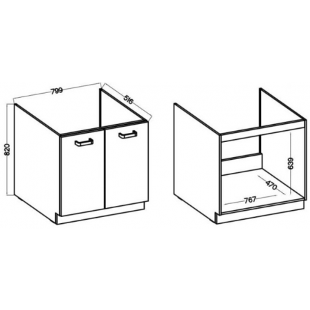 Szafka pod zlew 80 cm CREMA dąb cremona / czarny mat 80 ZL 2F BB